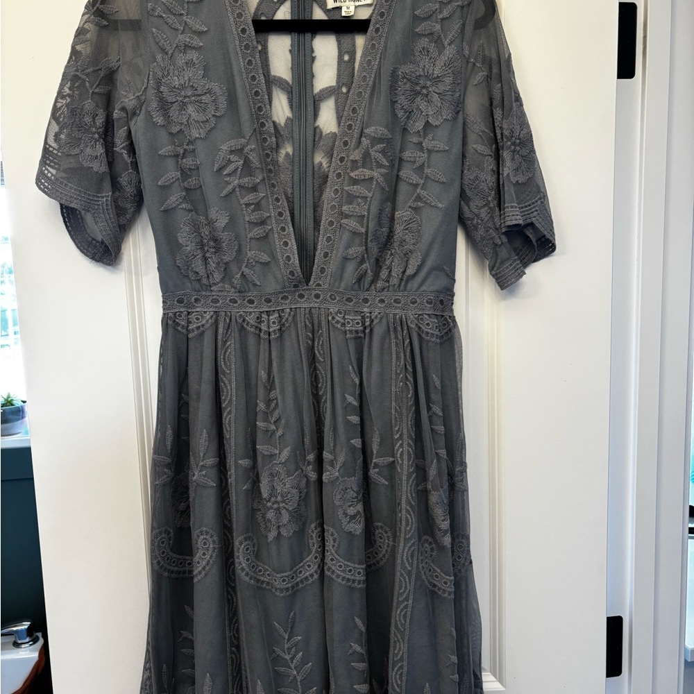Elegant Blue Lace Dress